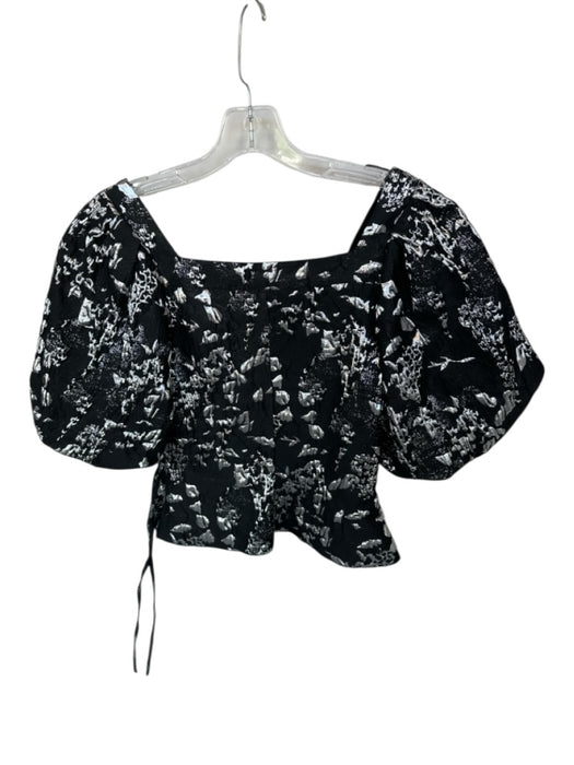 Jonathan Simkhai Size 0 Black & Silver Polyester jaquard Metallic Top Black & Silver / 0