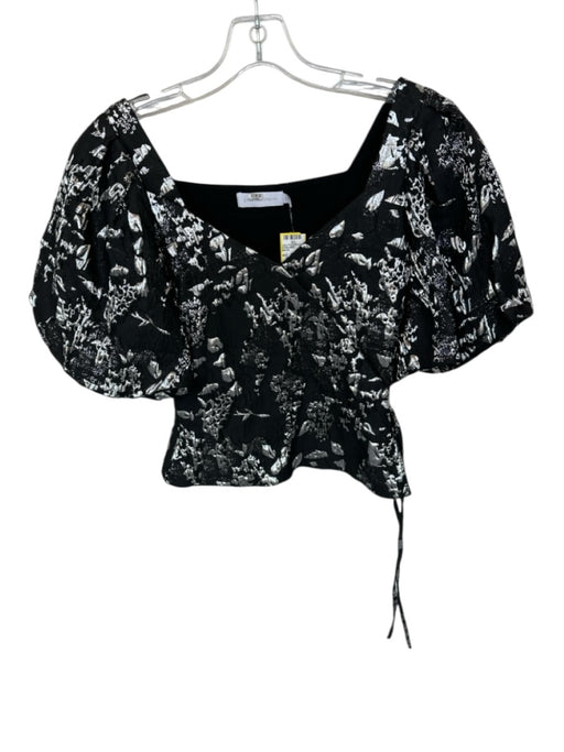 Jonathan Simkhai Size 0 Black & Silver Polyester jaquard Metallic Top Black & Silver / 0