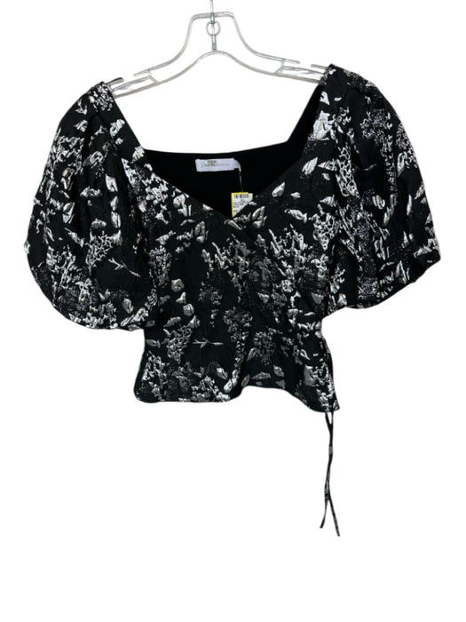 Jonathan Simkhai Size 0 Black & Silver Polyester jaquard Metallic Top Black & Silver / 0