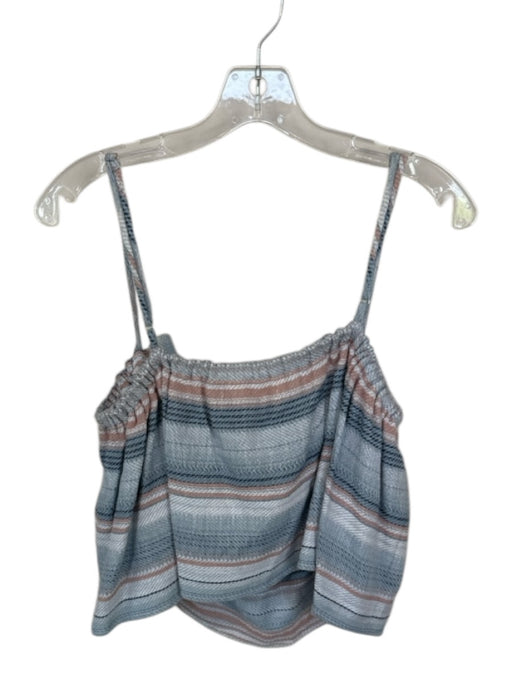 Mara Hoffman Size XS Blue & Peach Cotton Spaghetti Strap Striped Cropped Top Blue & Peach / XS