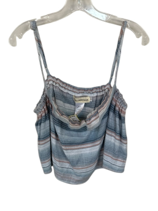 Mara Hoffman Size XS Blue & Peach Cotton Spaghetti Strap Striped Cropped Top Blue & Peach / XS