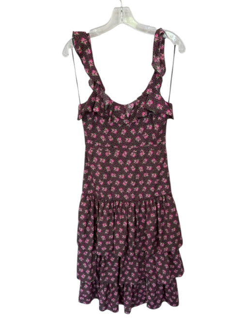 Likely Size 2 Pink & Green Polyester Flutter Sleeves Flowers Back Zip Maxi Dress Pink & Green / 2