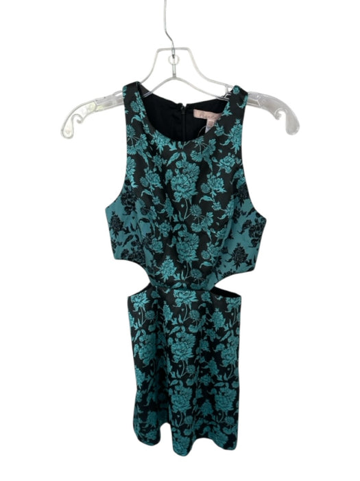 Hutch Size 00P Black & Teal Polyester jaquard Side Cut Outs Mini Dress Black & Teal / 00P