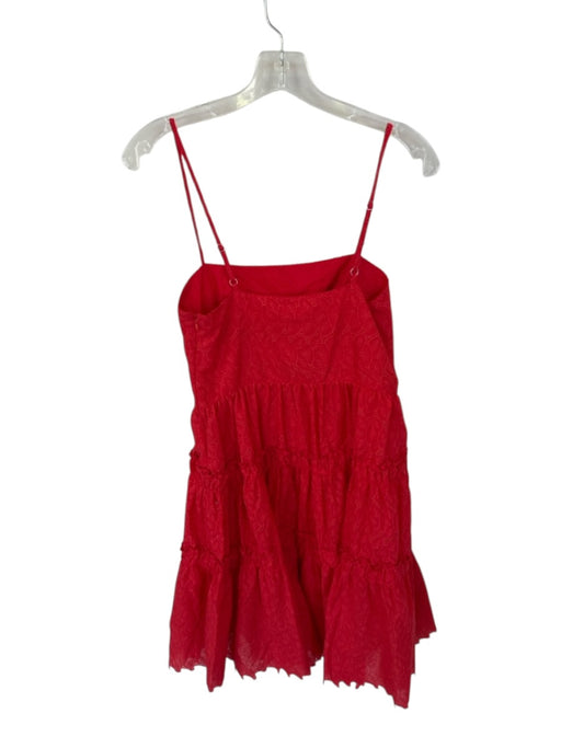 Lalibela Size S Red Cotton Spaghetti Strap Eyelet leaves Side Zip Dress Red / S