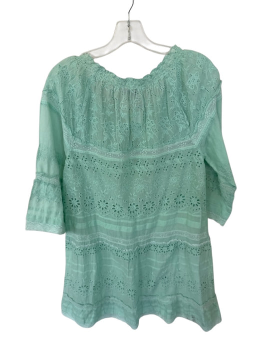 Calypso Size S Mint Cotton Long Sleeve Eyelet Coverup Dress Mint / S