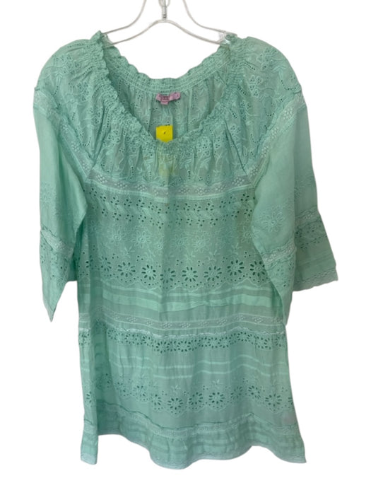 Calypso Size S Mint Cotton Long Sleeve Eyelet Coverup Dress Mint / S