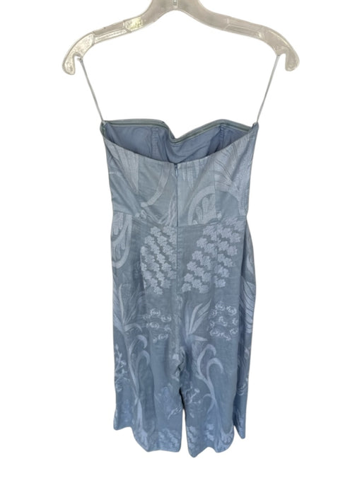 Aijek Size 1/S Slate Blue Linen & Silk Strapless Embroidered Flowers Jumper Slate Blue / 1/S