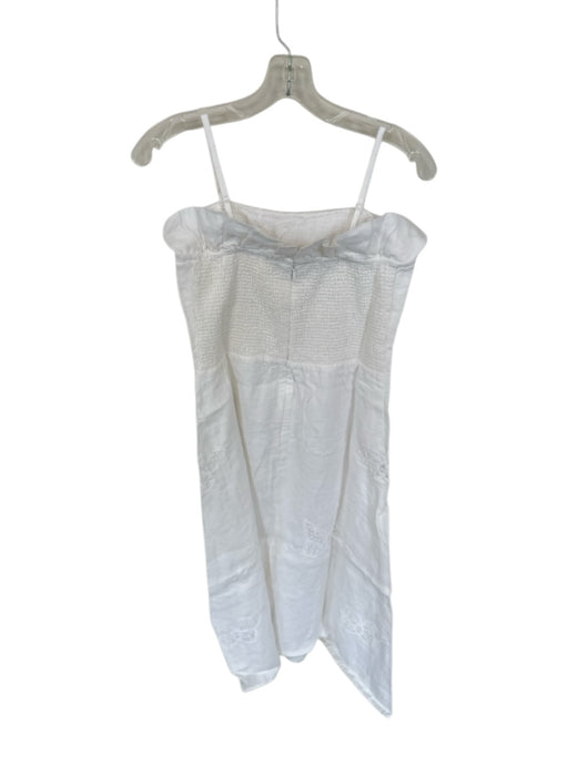 Maia Bergman Size M White Linen Spaghetti Strap Butterflies Lace Maxi Dress White / M
