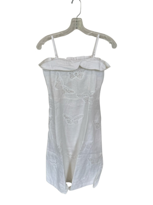 Maia Bergman Size M White Linen Spaghetti Strap Butterflies Lace Maxi Dress White / M