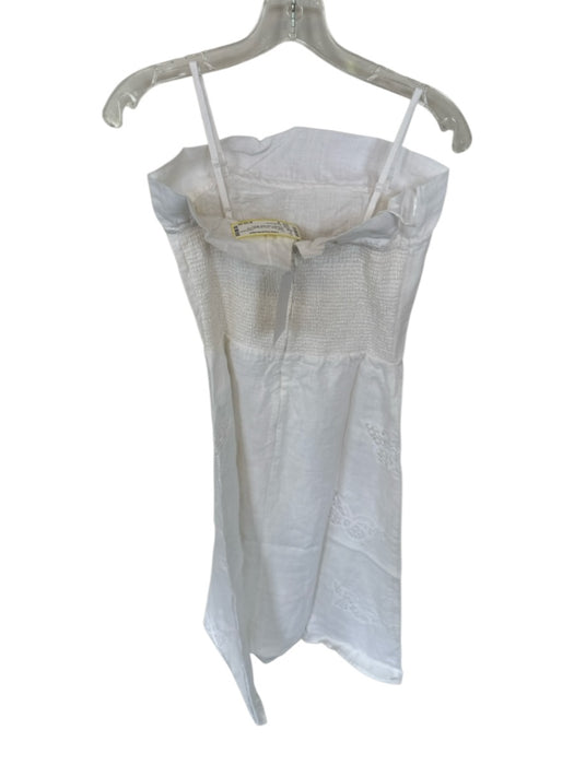 Maia Bergman Size S White Linen Spaghetti Strap Butterflies Lace Maxi Dress White / S