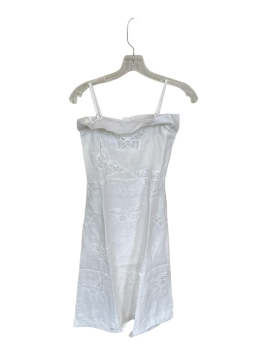 Maia Bergman Size S White Linen Spaghetti Strap Butterflies Lace Maxi Dress White / S