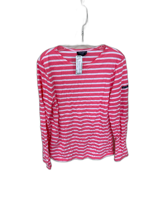 Saint James L'Atelier Size M Pink & White Cotton Long Sleeve Striped Top Pink & White / M