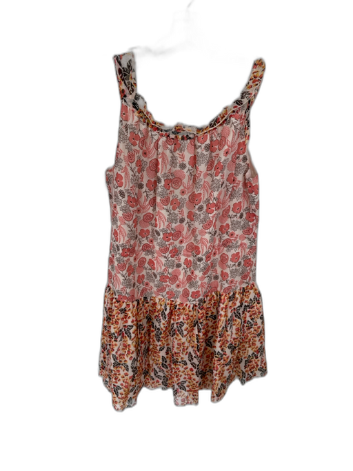 Anna Sui Size 4 Peach & brown Silk Sleeveless Flowers Buttons Dress Peach & brown / 4