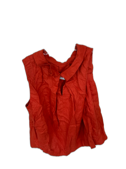 Hobbs Size 10 Rust Linen Collar Sleeveless Top Rust / 10