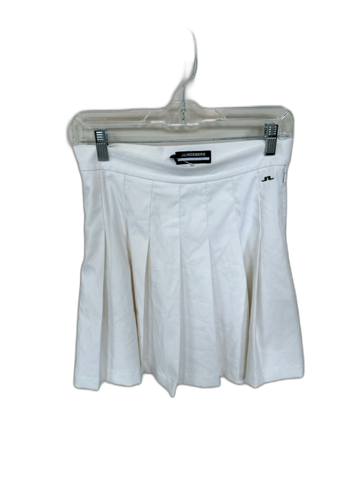 J. Lindeberg Size S White Polyester Blend Pleated Side Zip Athletic Skirt White / S