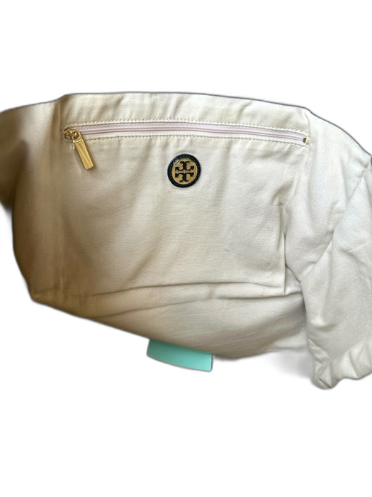Tory Burch Black Nylon & Leather Top Handles Logo Tote Bag Black / L