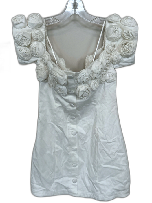 BHLDN Size M Ivory Cotton Blend Flower Application Off Shoulder Bridal Dress Ivory / M