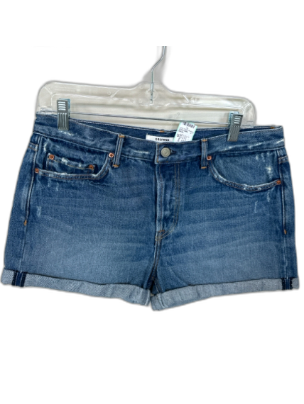 GRLFRND Size 28 Med Dark Wash Cotton Cuffed Denim Shorts Med Dark Wash / 28