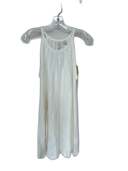 Joie Size M White Cotton Blend Sleeveless Chevron Coverup Dress White / M