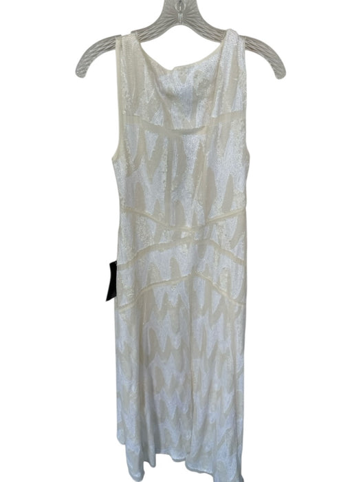 BCBGMAXAZRIA Size 12 Ivory Sequin Sleeveless Side Zip Gown Ivory / 12