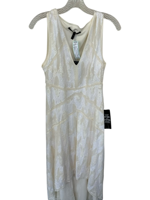 BCBGMAXAZRIA Size 12 Ivory Sequin Sleeveless Side Zip Gown Ivory / 12