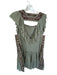 Free People Size S Green & Brown Cotton Short Sleeve Cross Stitch Dress Green & Brown / S