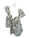 Acler Size Est S white & tan One Shoulder Botanical Gathered Dress white & tan / Est S