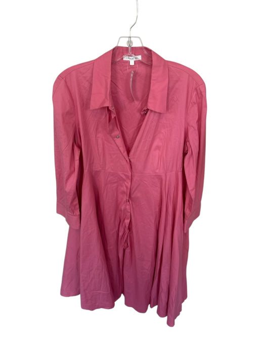 Paule Ka Size 42 Pink Cotton Blend Long Sleeve Collar Snap Buttons Maxi Dress Pink / 42