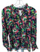 XiRENA Size S Navy & Multi Rayon Long Sleeve Botanical Ruffle collar Top Navy & Multi / S