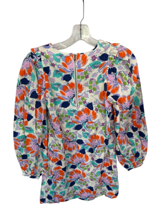 Cecilie Copenhagen Size XS Blue & Orange Cotton Long Sleeve Botanical Dress Blue & Orange / XS