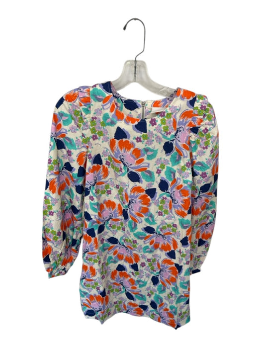 Cecilie Copenhagen Size XS Blue & Orange Cotton Long Sleeve Botanical Dress Blue & Orange / XS