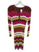 Pinko Size L Brown & Magenta Viscose Long Sleeve Chevron Lace Up Front Dress Brown & Magenta / L