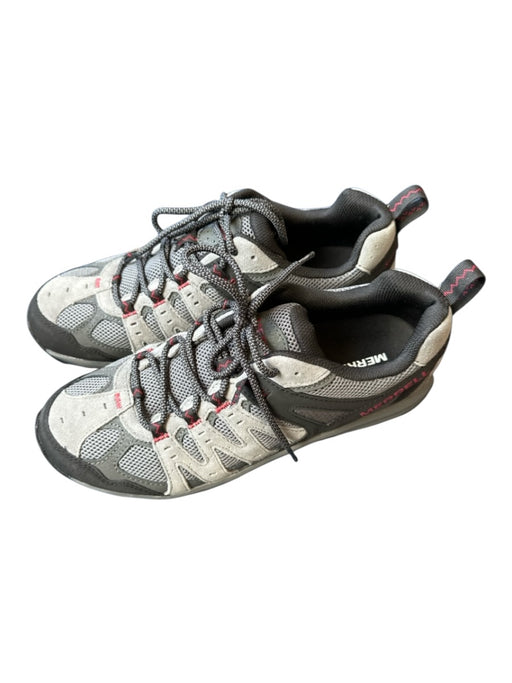 Merrell Shoe Size 11 New Gray & Red Canvas & Leather Perforated Lace Up Sneakers Gray & Red / 11
