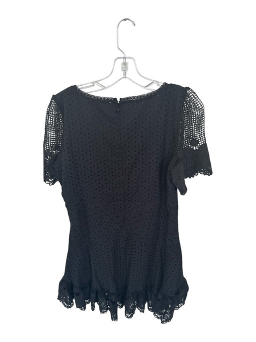 Maia Bergman Size L Black Cotton Short Sleeve Lace Back Zip Dress Black / L