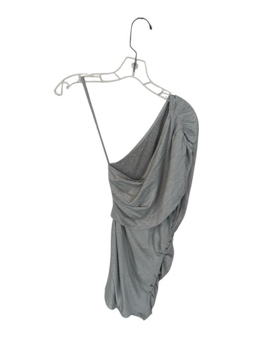 IRO Size XS Gray Cotton & Viscose One Shoulder Gathered Side Mini Dress Gray / XS
