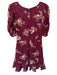Maeve Size 8 Maroon & Tan Viscose Short Sleeve Floral Back Zip Dress Maroon & Tan / 8