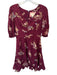 Maeve Size 8 Maroon & Tan Viscose Short Sleeve Floral Back Zip Dress Maroon & Tan / 8