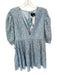 Bardot Size 6 Baby Blue Lace 3/4 Balloon Sleeve V Neck Back Zip Dress Baby Blue / 6