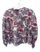 Magali Pascal Size M Blue & Purple Cotton & Silk Long Balloon Sleeve Flowers Top Blue & Purple / M