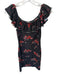 Rebecca Taylor Size S Black & Red Cotton Blend Flutter Sleeves Flowers Dress Black & Red / S