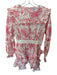 Lalibela Size XS Pink & White Cotton Long Balloon Sleeve Toile Ruffles Dress Pink & White / XS