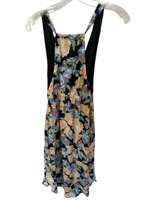 Atoir Size 2 Black & Peach Linen & Rayon Sleeveless Botanical High Slit Dress Black & Peach / 2