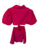 Lalibela Size S Magenta Pink Cotton 3/4 Balloon Sleeve Collar Cut Out Side Dress Magenta Pink / S