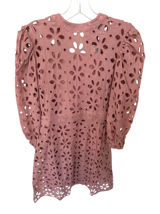 Maia Bergman Size XS Mauve Cotton Long Balloon Sleeve Eyelet Slip Dress Mauve / XS