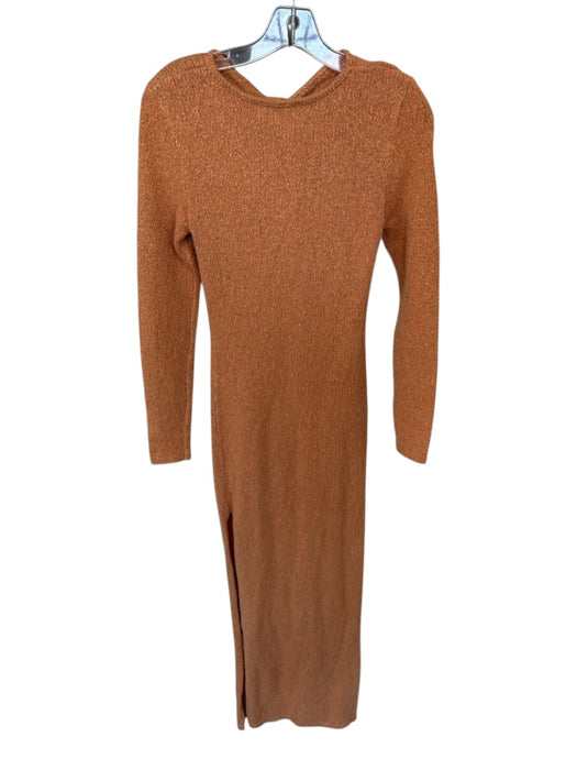 Atoir Size 4 Orange Cotton Knit Long Sleeve keyhole front Maxi Dress Orange / 4