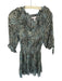 Rebecca Taylor Size XS Green & Black Silk & Viscose Long Balloon Sleeve Dress Green & Black / XS