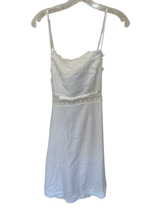 Lalibela Size L White Linen & Viscose Spaghetti Strap Lace Detail Back Tie Dress Lalibela Size L White Linen & Viscose Spaghetti Strap Lace Detail Back Tie Dress
