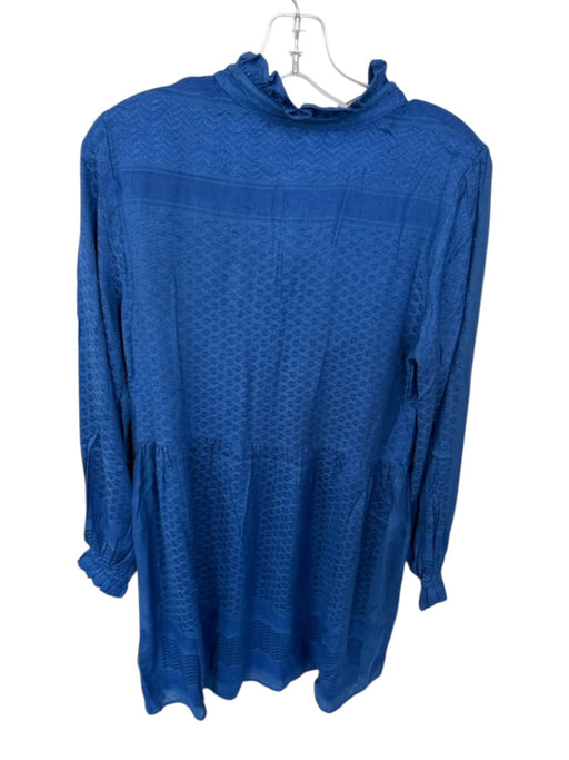 Cecilie Copenhagen Size XS Navy Viscose Long Sleeve Chevron Ruffle collar Dress Navy / XS