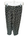 Marni Size 42 Black & Green Viscose Elastic Waist Flowers Front Pockets Pants Black & Green / 42