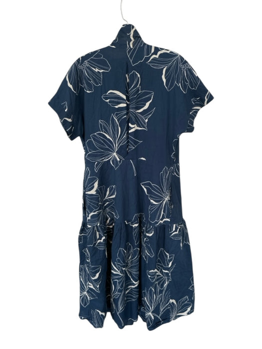 Hutch Size L Navy & Cream Cotton Short Sleeve Flowers Wrap Maxi Dress Navy & Cream / L